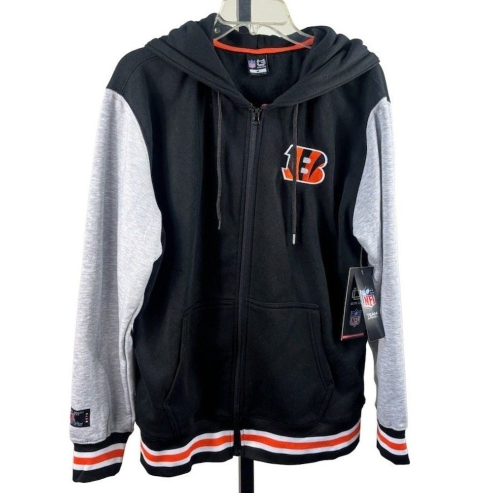 Cincinnati Bengals Hoodie NFL Team Size Medium Full Zip Black Sweatshirt